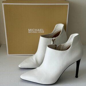 Michael Kors Corrine Ankle Bootie Heel 4in Leather Optic White